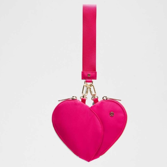lululemon athletica Accessories - Lululemon Dual Pouch Wristlet Heart‎ NWT Passionate / Gold pink